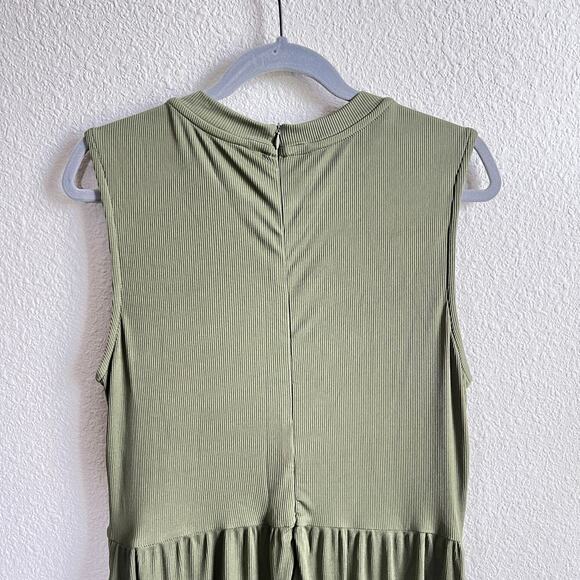 New Cider Olive Green Ribbed Knit Wide Leg Jumpsuit Women's 0XL 12/14 Stretchy - Picture 5 of 6